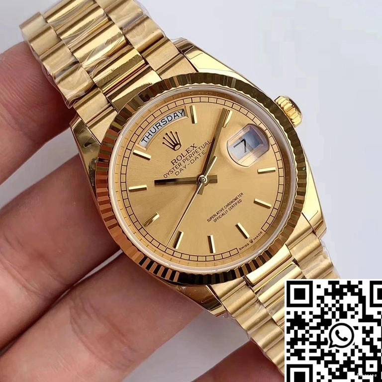 EW Champagne Gold Yellow Dial Factory Rolex Day-Date M128238-0045 0118